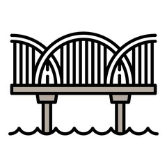 River bridge icon. Outline river bridge vector icon for web design isolated on white background