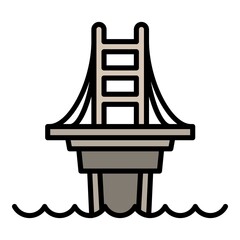 Modern bridge icon. Outline modern bridge vector icon for web design isolated on white background