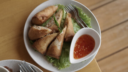 deep fried, restaurant, vietnam, fat, above, top, culture, delicious, soy, chopsticks, closeup, china, bamboo, stuffed, view, fresh, asia, cooking, deep, egg, appetizer, traditional, chinese, fried, f