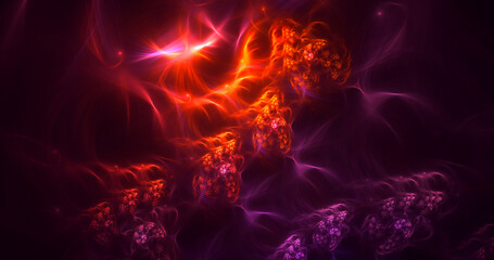 3D rendering abstract multicolor fractal light background