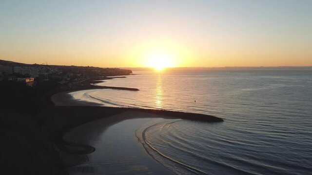 Sunrise drone flight Gran Canaria beach waves 23,976fps 1920x1080px.