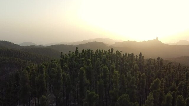 Sunset drone flight Gran Canaria Roque Nublo mountains hiking 23,976fps 1920x1080px