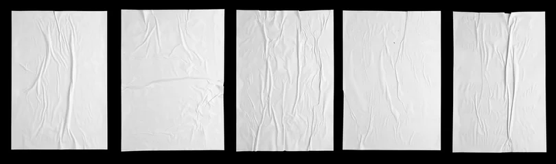 Fotobehang white paper wrinkled poster © chathuporn
