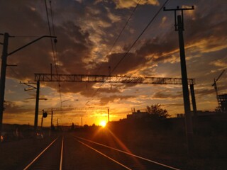 Fototapeta na wymiar railway sunset 