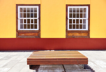 Colorful facade of a building in San Cristobal de La Laguna, Tenerife, Spain.