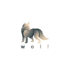 Wolf Animal Abstract logo design with yellow and gold color