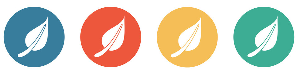 Bunter Banner mit 4 Buttons: Blatt, Ökologie, Nachhaltigkeit oder pflanzliches Produkt