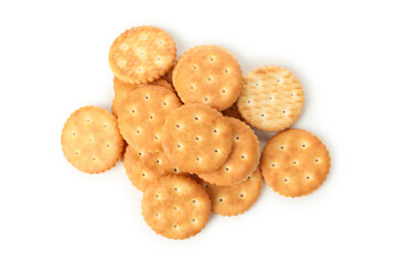 Tasty cracker biscuits isolated on white background
