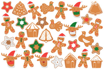 Collection of christmas cookies, quarantine concept