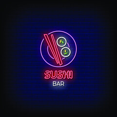 Sushi Bar Neon Signs Vector