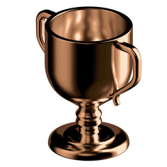 CUP 3D illustration in cartoon metal style not white background.