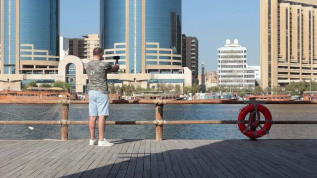 A man is shooting city vew