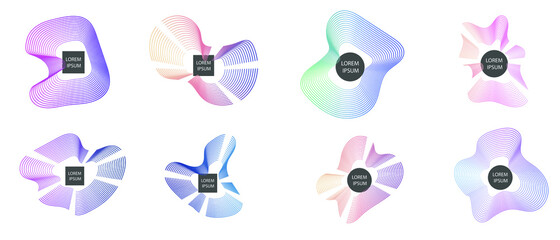 Set of modern abstract graphic elements. Gradient abstract banners with different shapes. Template for the design, logo, flyer banner, presentation. Vector illustration