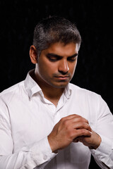 Handsome man in white shirt