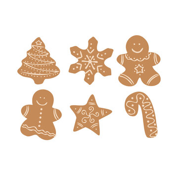Isolated vector colorful illustration of classical ginger bread figures
