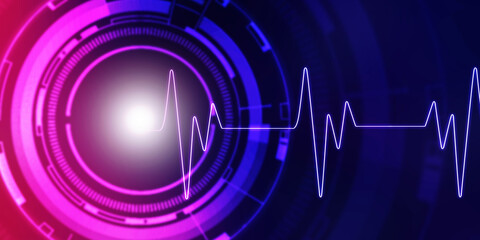 Heart with cardiogram -2D illustration