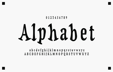 Fototapeta premium Alphabet creative letters font and number. Classic Lettering Monochrome Design. Typography fonts regular uppercase and lowercase. Vector illustration eps10