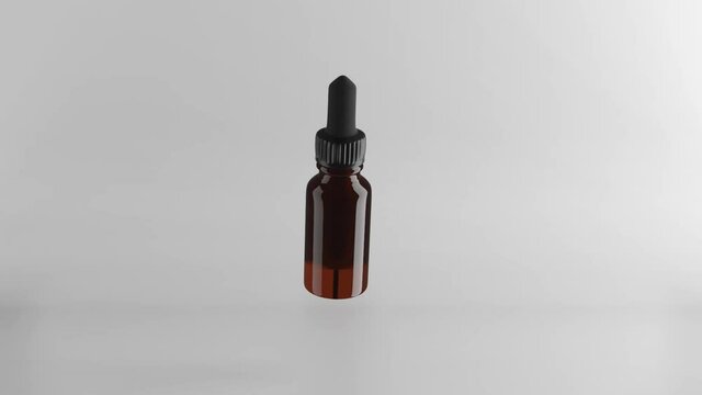 Glass brown bottle with essential oils and dropper. 3d render. mock up 