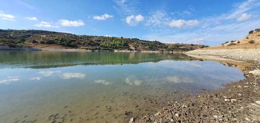 lake and mountains. panoramic view of the lake