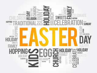 Easter word cloud collage, holiday concept background