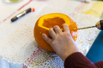 Big pumpkin cooking for helovin candles