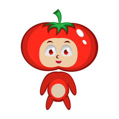 Cute tomato cartoon character illustration vector
