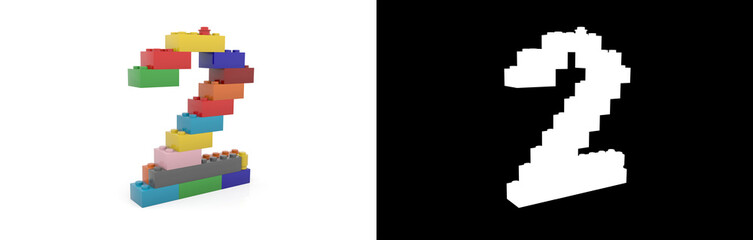 Obraz premium Number two (number 2) from building bricks