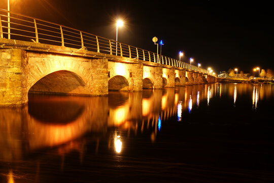 Night scene of  bridge in Arklow Ireland