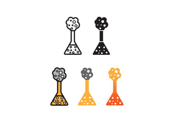 Simple and colorful laboratory chemical flask or jar icon set in vector