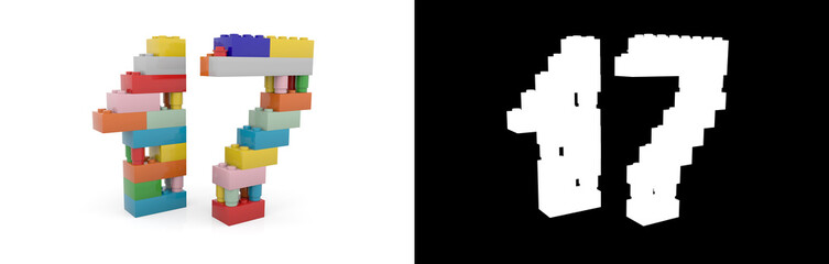 Obraz premium Number seventeen (number 17) from building bricks