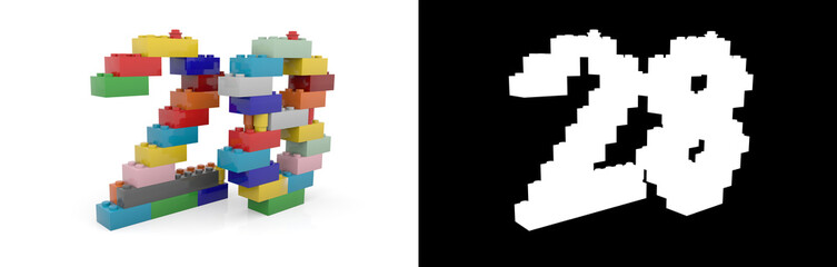 Fototapeta premium Number twenty-eight (number 28) from building bricks