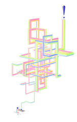 thought labyrinth of connection, 3d illustration