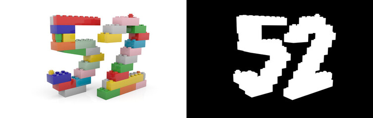 Fototapeta premium Number fifty-two (number 52) from building bricks