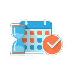 deadline date concept illustration flat design vector with calendar, hourglass. icon, info graphic, user interface, website, etc