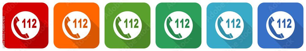 Aufkleber Emergency call icon set, flat design vector illustration in 6 colors options for webdesign and mobile applications