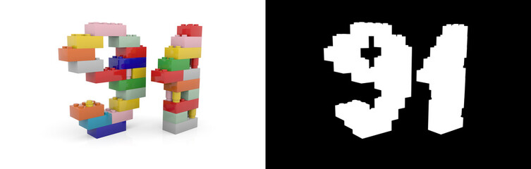 Number ninety-one (number 91) from building bricks