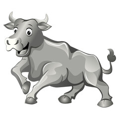 White metal bull on a white background. Vector illustration