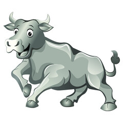 White metal bull on a white background. Vector illustration