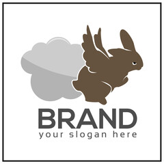 Flying rabbit logo. Rabbit logo. Rabbit and cloud icon. vector illustration	
