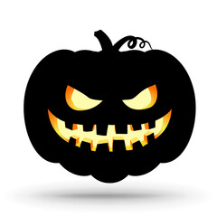 Pumpkin silhouette icon isolated on white Halloween sign. 