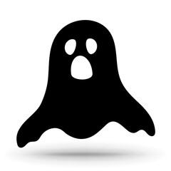 Halloween scary ghostly monster. Ghost Cartoon. Halloween sign isolated on white.