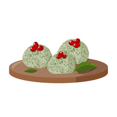 Popular Georgian dish Pkhali made with green beans and walnuts. Vector realistic illustration.
