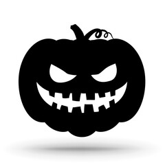Pumpkin silhouette icon isolated on white Halloween sign. 
