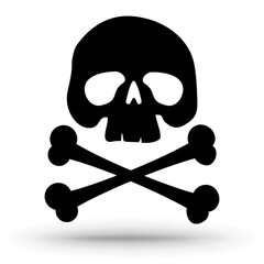Crossbones / death skull, danger or poison flat vector icon. Halloween sign. 