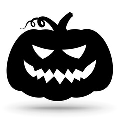 Pumpkin silhouette icon isolated on white Halloween sign. 