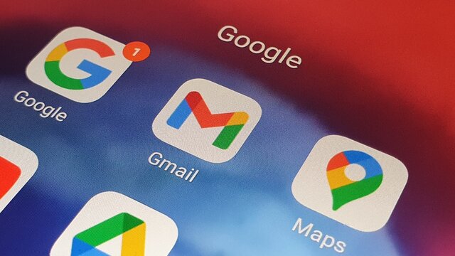 New google Gmail app icon on phone/desktop with google notification in Naples Italy October 2020