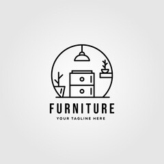 minimalist furniture logo vector illustration design, line art furniture logo