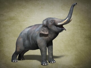 Big Asian elephant. 3D illustration