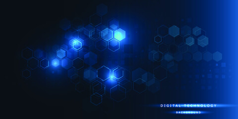 Futuristic hexagon network pattern digital future technology background banner and wallpaper.