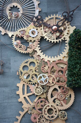 decorating home for Christmas the streets of the city the clock mechanism gears